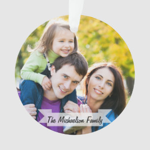 Foto-Weihnachtsfeiertags-Skript der Familien-2 Ornament