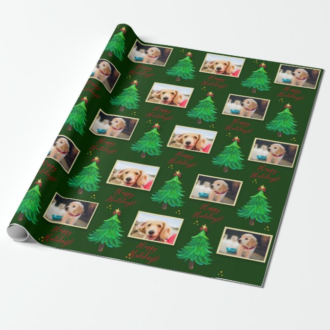 Foto Weihnachtshunde Haustier Custom Wrapping Pape Geschenkpapier (Ungerollt)