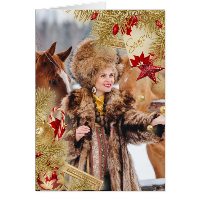 Foto Weihnachtskarte mit Evergreen Overlay (Vorne)