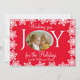 Foto Weihnachtskarte Rotweiße Schneeflocken V Karte