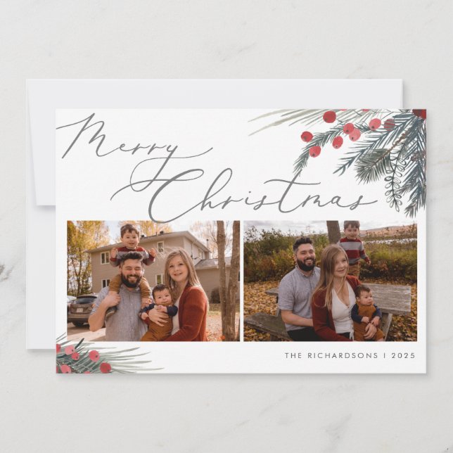 Foto Weihnachtskarte Weihnachtsblatt Feiertagskarte (Vorderseite)