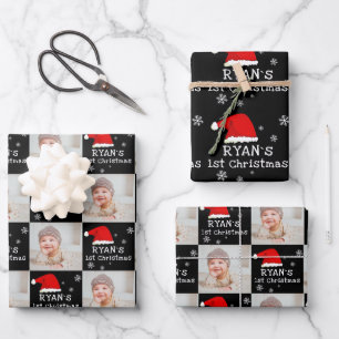 Foto Weihnachtsmannmütze Snowflake Geschenkpapier Set