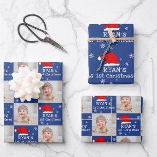 Foto Weihnachtsmannmütze Snowflake Geschenkpapier Set