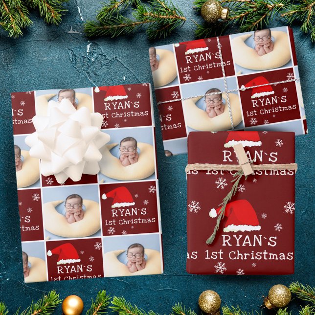 Foto Weihnachtsmannmütze Snowflake Geschenkpapier Set (Von Creator hochgeladen)