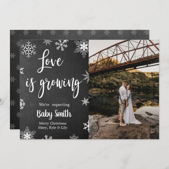 Foto Weihnachtsschwangerschaftskarte Einladung (Vorne/Hinten)