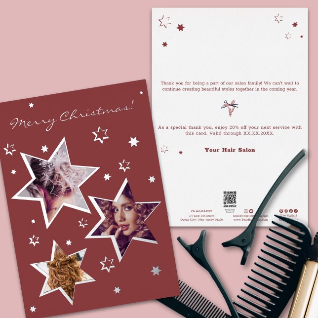 Foto Weihnachtsstars Foil Accessoires Weihnachtska Folieneinladung (Photo Christmas Stars Foil Accents Holiday Card)