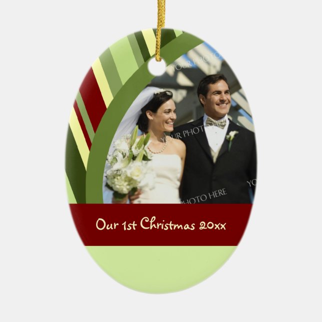 Foto-Weihnachtsverzierung des Paares erste Keramikornament (Vorne)