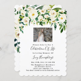 Foto Weiße Aquarellfarben Blume Feiern des Lebens Einladung