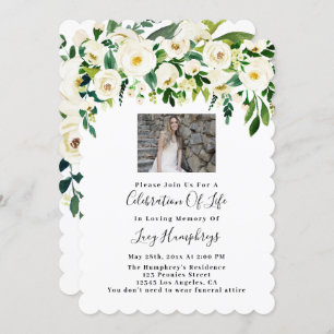 Foto Weiße Aquarellfarben Blume Feiern des Lebens Einladung