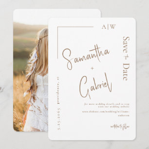 Foto Weiße Moderne Hochzeit Save-the-Date-Karte  Save The Date