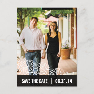 Foto Weißes Muster/Schwarze Box Save the Date 01 Ankündigungspostkarte