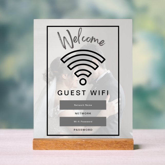 Foto Welcome Guest Wifi Password Akryllische Signa Acrylschild (Neutral)