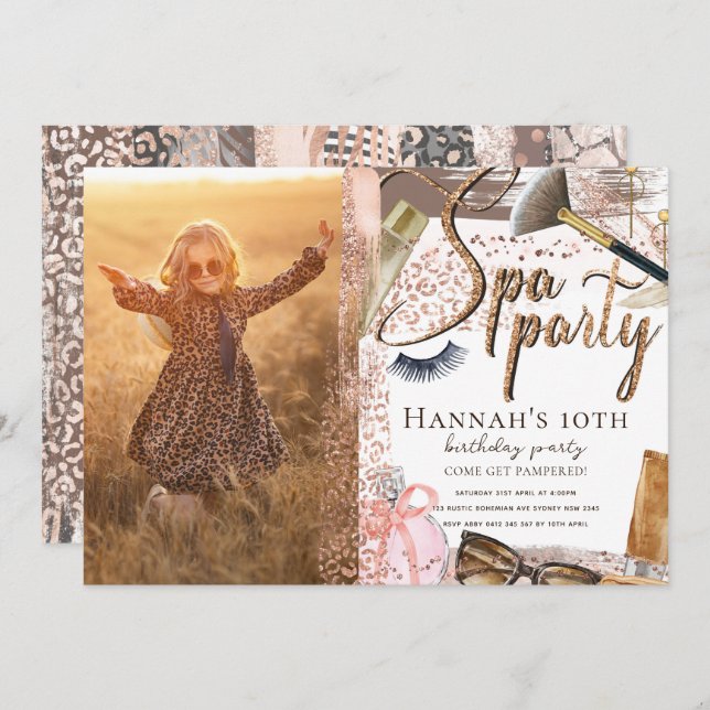 Foto Wellness-Center Birthday Luxus Safari Design  Einladung (Vorne/Hinten)