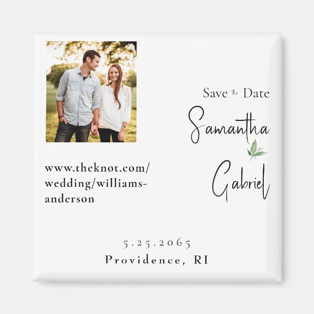 Foto White Wedding Save the Date Magnet (Vorne)