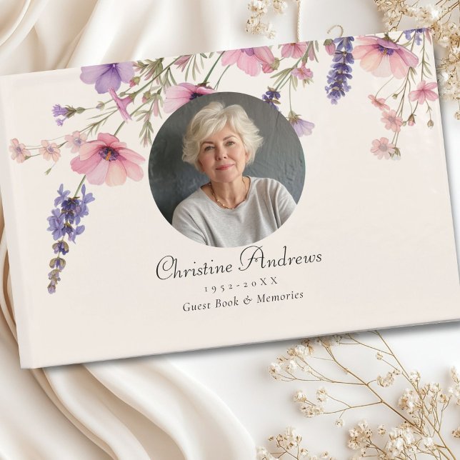 Foto, Wildblume "In Love Memory" Beerdigung Gästebuch (Photo, Wildflower "In Loving Memory" Funeral Guest Book)