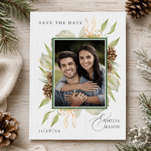 Foto Winter Botanische Foliage Save-the-Date-Karte Einladung