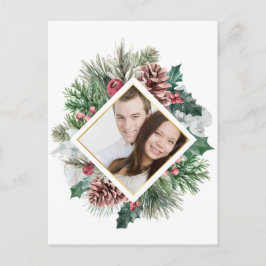Foto Winter Pinecones und Holly Save the Date Postkarte