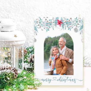 Foto Winterwald Foliage Arch Elegantes Skript Feiertagskarte