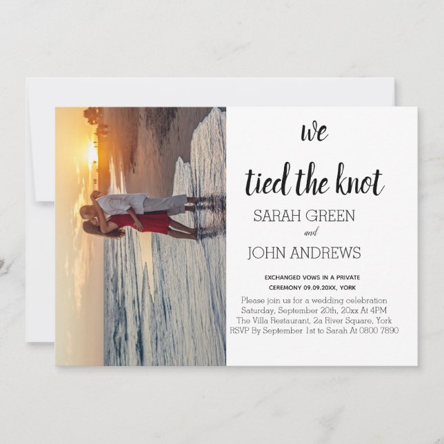 Foto Wir binden den Knoten Hochzeitsankündigung Einladung (Vorderseite)
