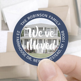 Foto Wir haben Navy Blue-Rücksendeadressen-Aufkleb Runder Aufkleber