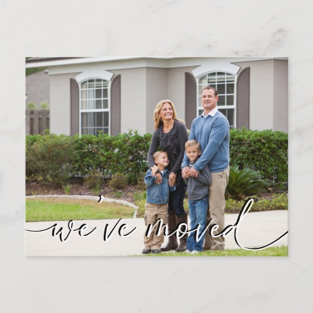 Foto Wir haben neue Ankündigung zur Adressverschie Postkarte (Vorderseite)