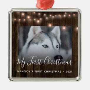 Foto Wood and Light Pet's First Christmas Ornament Aus Metall