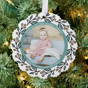 Foto Wreath Gerahmt Personalisierte Weihnachten Ornament Karte