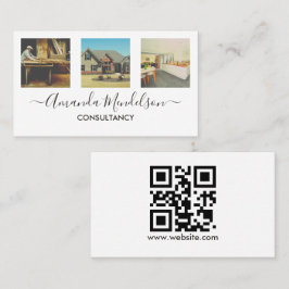 Foto x3-Text und QR-Code oder -Logo Visitenkarte