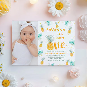Foto Yellow Sweet One Ananas 1. Geburtstag Einladung