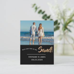Foto Zehen im Sand Beach Script Save the Date Ankündigungspostkarte