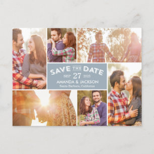 Foto zeigt bearbeitbare Farbe Save the Date an Postkarte
