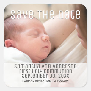 Foto zuerst heilige Kommunion minimalistische DIY Quadratischer Aufkleber