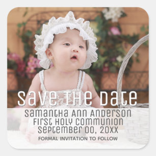 Foto zuerst heilige Kommunion minimalistische mode Quadratischer Aufkleber
