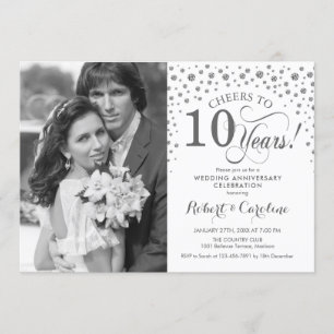 Foto zum 10. Hochzeitstag - Silberweiß Einladung