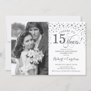 Foto zum 15. Hochzeitstag - Silberweiß Einladung