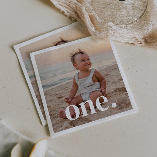 Foto zum 1. Geburtstag - eins Serviette (Zazzle 1st Birthday Photo - one Napkins)
