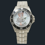 Foto zum 25. Jahrestag Armbanduhr<br><div class="desc">Personalisiertes Foto für Ihren fünfundzwanzigsten Hochzeitstag (oder personalisieren Sie für alles, was Sie gewollt!). Die Vorlage ist für Sie Set, um Ihr eigenes Foto hinzuzufügen und Sie können auch den gesamten Text bearbeiten, wenn Sie möchten. Die Formulierung liegt auf einem halbtransparenten Grenzüberlagerungen über Ihrem Foto. Der Beispieltext lautet "200 Filme...</div>