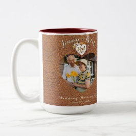 Foto zum 3. Geburtstag der Hochzeit Leather Heart Zweifarbige Tasse