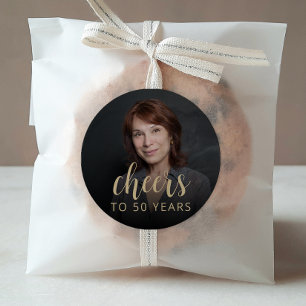 Foto zum 50. Geburtstag Cheers Runder Aufkleber