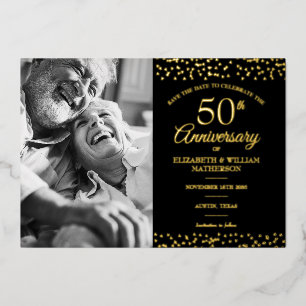 Foto zum 50. Geburtstag der Hochzeit Save the Date Folieneinladung