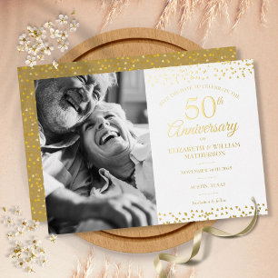 Foto zum 50. Geburtstag der Hochzeit Save the Date Folieneinladung