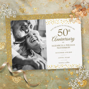 Foto zum 50. Hochzeitstag mit goldenem Herzen zum  Ankündigung