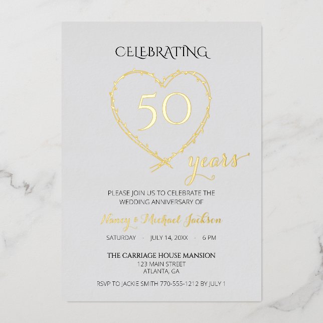 Foto zum 50-jährigen Geburtstag Folieneinladung (Vorderseite)