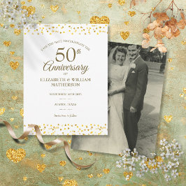 Foto zum 50. Jubiläum Save the Date Goldene Herzen Ankündigungspostkarte