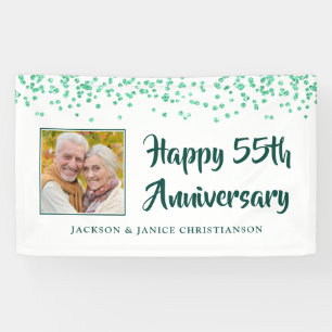 Foto zum 55. Jahrestag Emerald Green Confetti Banner