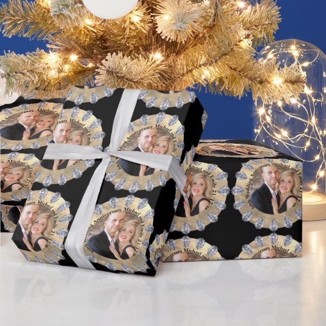 Foto zum 60. Geburtstag der Diamanten personalisie Geschenkpapier (Feiertage)