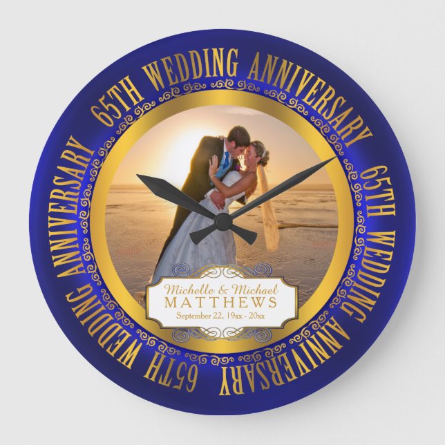 Foto zum 65. Geburtstag der Hochzeit Große Wanduhr (Vorderseite)