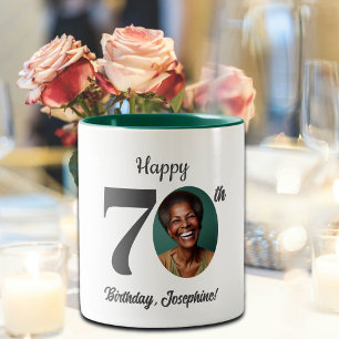 Foto zum 70. Geburtstag Zweifarbige Tasse