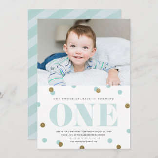 Foto zum ersten Geburtstag von Konfetti Einladung