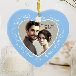 Foto zum ersten Hochzeitstag: Light Blue Keramikornament